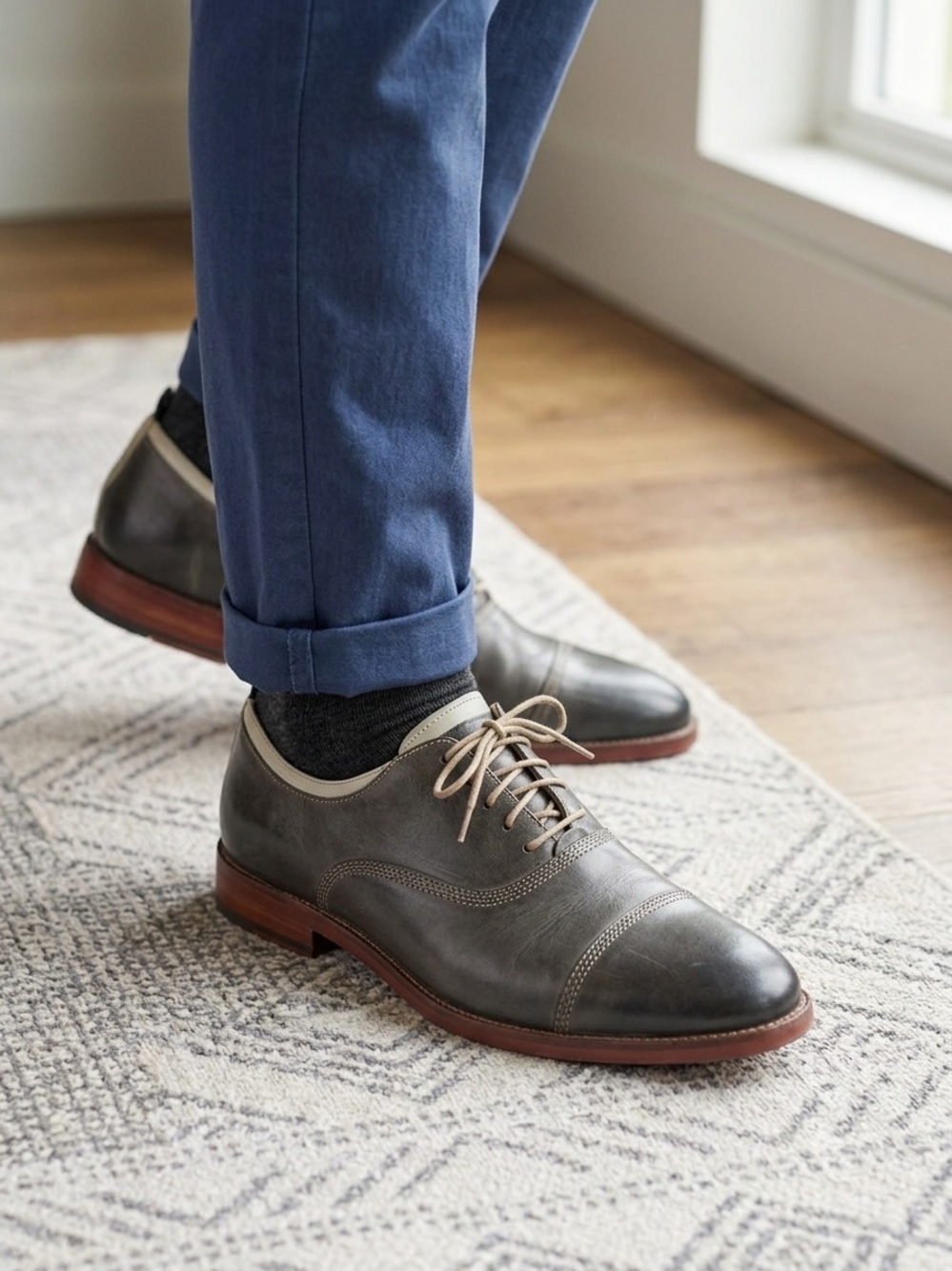Johnston & Murphy Dark Green Cap-Toe Oxford Lace-Up